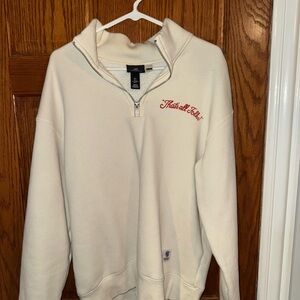 H&M Cream Half-Zip Sweater with Red Script